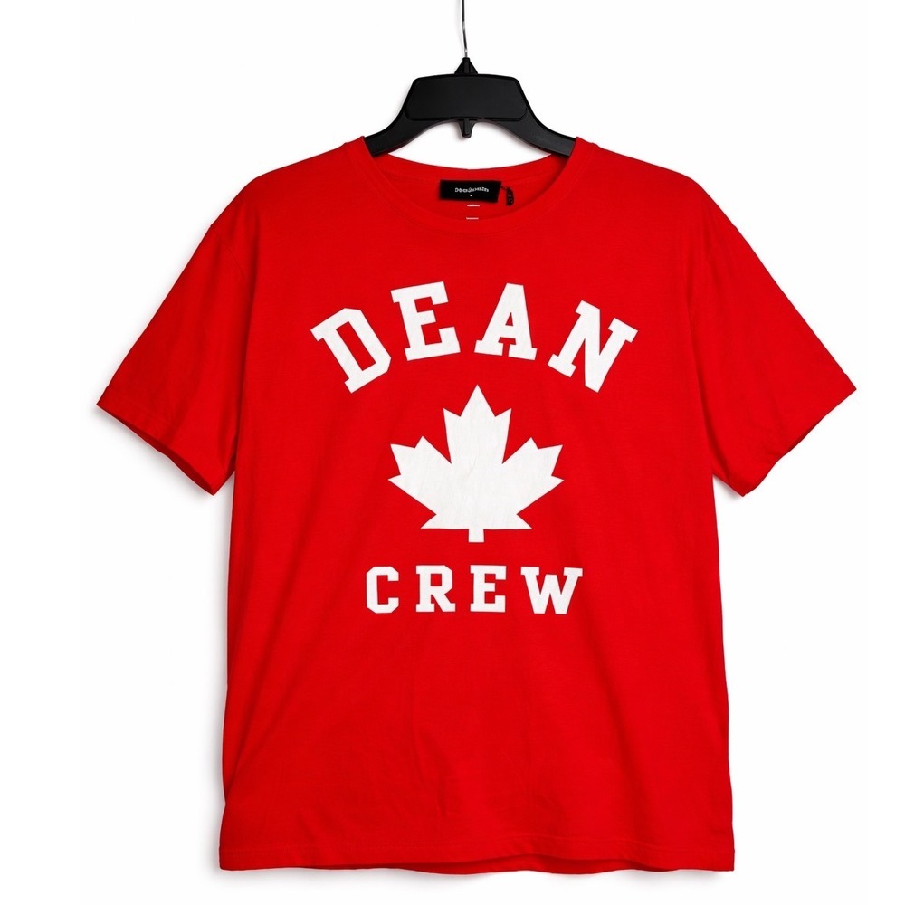 Dsquared2 Mens Dean Crew Maple Leaf Graphic T-Shirt Red ‎ Size S OVERSIZED